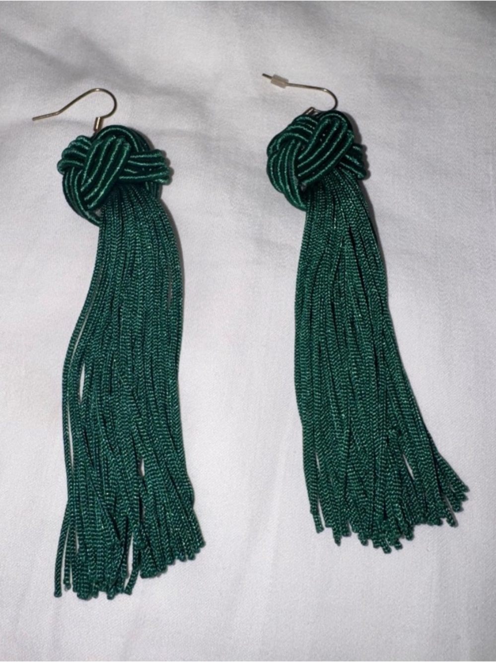Green Tassel Knot Drop Earrings - Women Jewelry